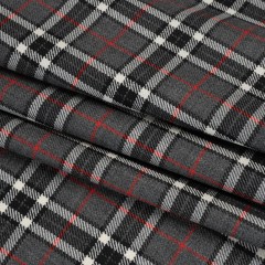 Virgin Wool Twill Made in Italy – Gray, Black and Red Classic Plaid Virgin Wool Twill Made in Italy – Gray, Black and Red Classic Plaid
