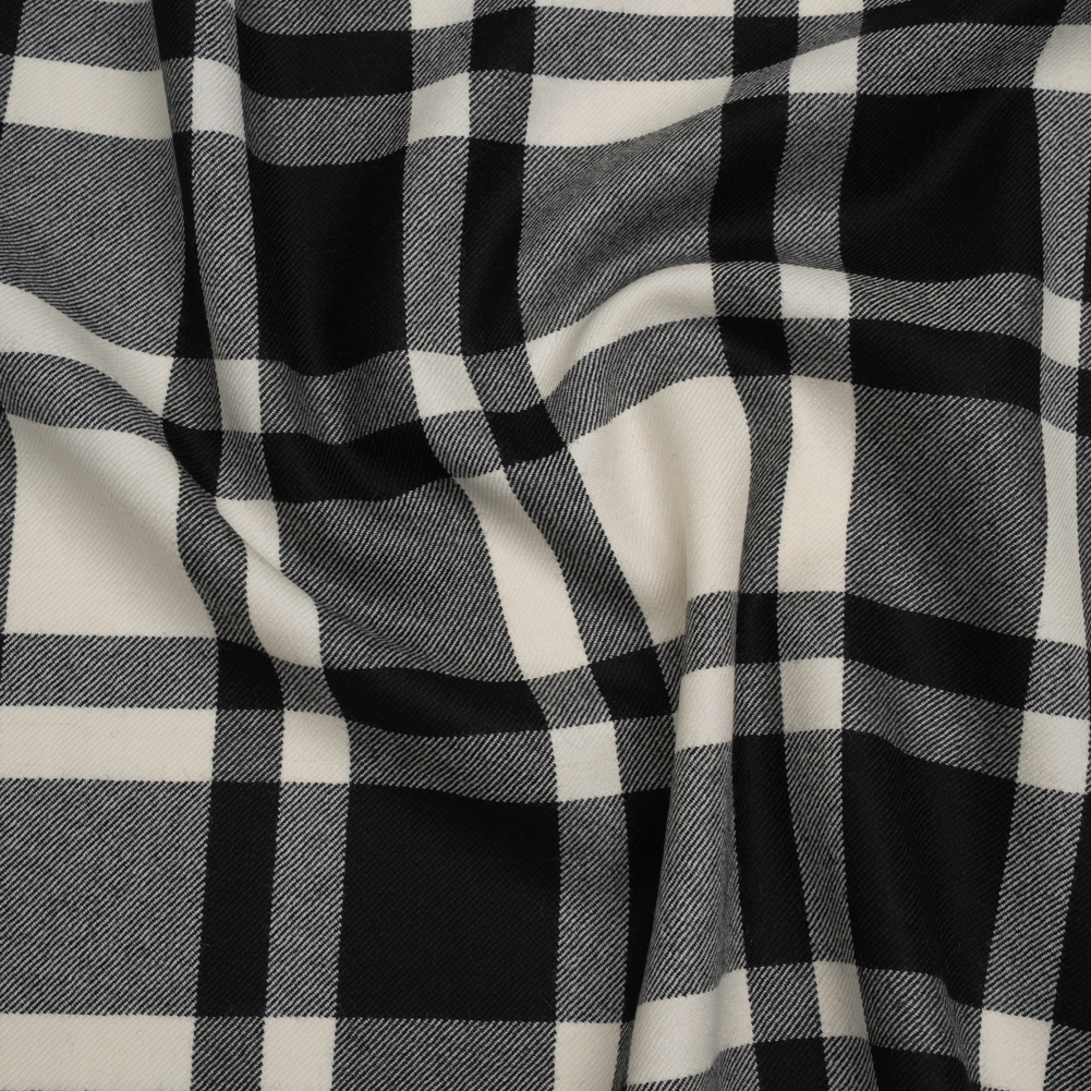 Virgin Wool Twill Made in Italy – Black and White Big Plaid Virgin Wool Twill Made in Italy – Black and White Big Plaid