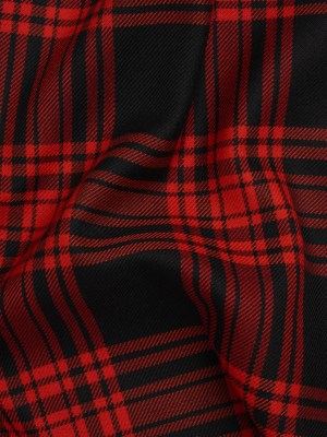 Virgin Wool Twill Made in Italy – Red and Black Plaid Virgin Wool Twill Made in Italy – Red and Black Plaid