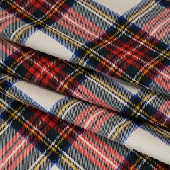 Virgin Wool Twill Made in Italy – White, Red and Blue Plaid Virgin Wool Twill Made in Italy – White, Red and Blue Plaid