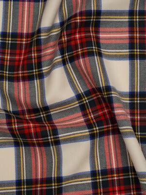 Virgin Wool Twill Made in Italy – White, Red and Blue Plaid Virgin Wool Twill Made in Italy – White, Red and Blue Plaid