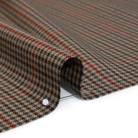 Virgin Merino Wool Twill Suiting Made in Italy – Brown, Red and Blue Checks Virgin Merino Wool Twill Suiting Made in Italy – Brown, Red and Blue Checks