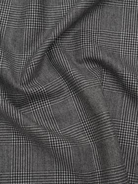 Brushed Virgin Merino Wool Twill – Black and White Glen Plaid Brushed Virgin Merino Wool Twill – Black and White Glen Plaid