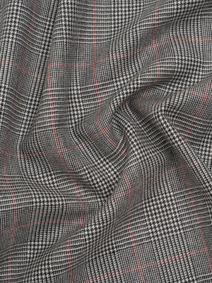 Brushed Virgin Merino Wool Twill – Black, White and Red Glen Plaid Brushed Virgin Merino Wool Twill – Black, White and Red Glen Plaid