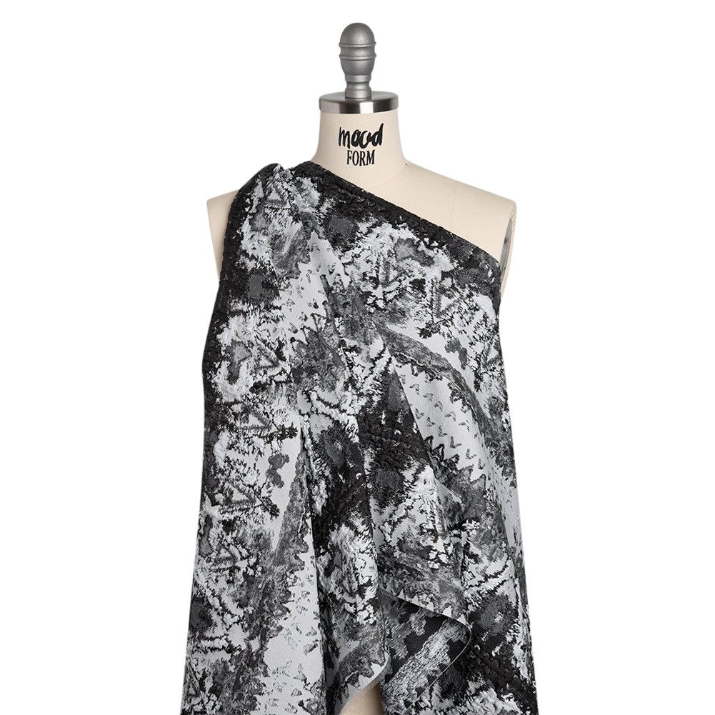 Metallic Luxury Brocade – Black, White and Gray Rorschach Stripes Metallic Luxury Brocade – Black, White and Gray Rorschach Stripes