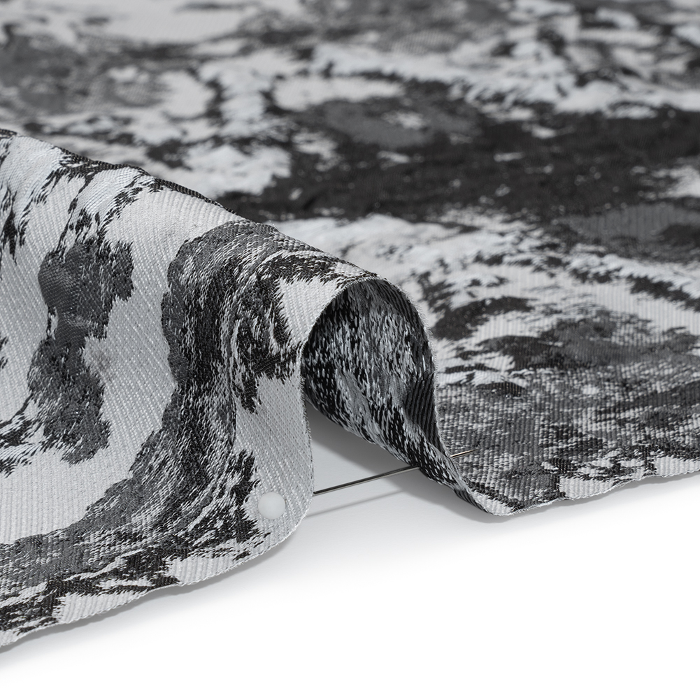 Metallic Luxury Brocade – Black, White and Gray Rorschach Stripes Metallic Luxury Brocade – Black, White and Gray Rorschach Stripes