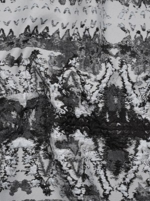 Metallic Luxury Brocade – Black, White and Gray Rorschach Stripes Metallic Luxury Brocade – Black, White and Gray Rorschach Stripes
