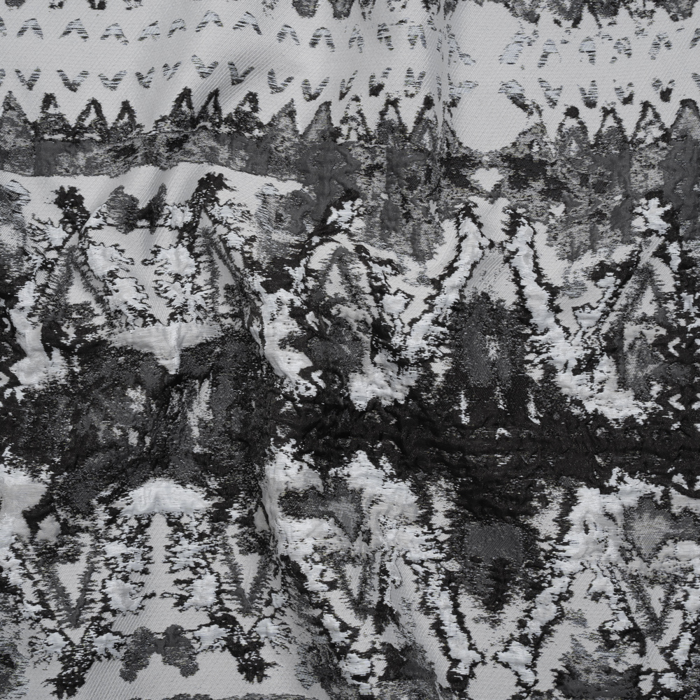 Metallic Luxury Brocade – Black, White and Gray Rorschach Stripes Metallic Luxury Brocade – Black, White and Gray Rorschach Stripes