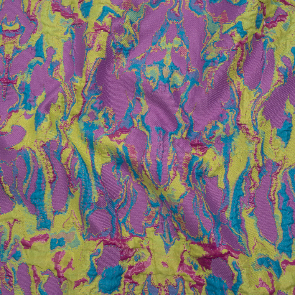 Metallic Luxury Brocade – Acid Yellow, Purple and Fuchsia Melting Abstract Metallic Luxury Brocade – Acid Yellow, Purple and Fuchsia Melting Abstract