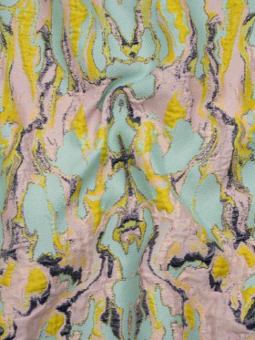 Metallic Luxury Brocade – Aqua, Pale Pink and Yellow Melting Abstract Metallic Luxury Brocade – Aqua, Pale Pink and Yellow Melting Abstract