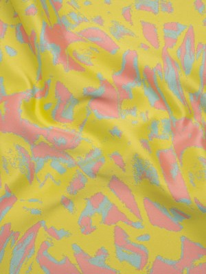 Luxury Polyester Brocade – Sparkling Lemon Yellow, Peach and Aqua Abstract Markmaking Luxury Polyester Brocade – Sparkling Lemon Yellow, Peach and Aqua Abstract Markmaking