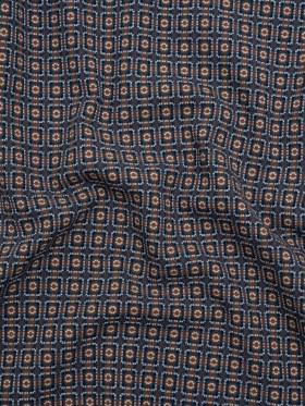 Geometric Cotton Dobby – Blue, Brown and White Rectangle Frames – Deadstock Geometric Cotton Dobby – Blue, Brown and White Rectangle Frames – Deadstock