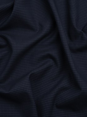 Super 100 Wool Suiting – Navy Blue and Charcoal Tattersall Check – Deadstock Super 100 Wool Suiting – Navy Blue and Charcoal Tattersall Check – Deadstock