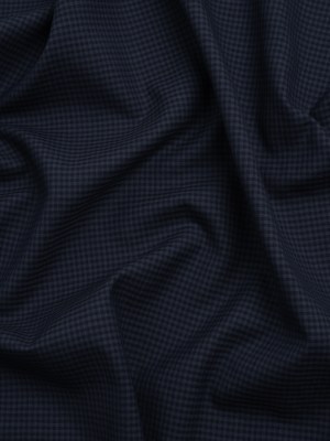 Super 100 Wool Suiting – Navy Blue and Charcoal Tattersall Check – Deadstock Super 100 Wool Suiting – Navy Blue and Charcoal Tattersall Check – Deadstock