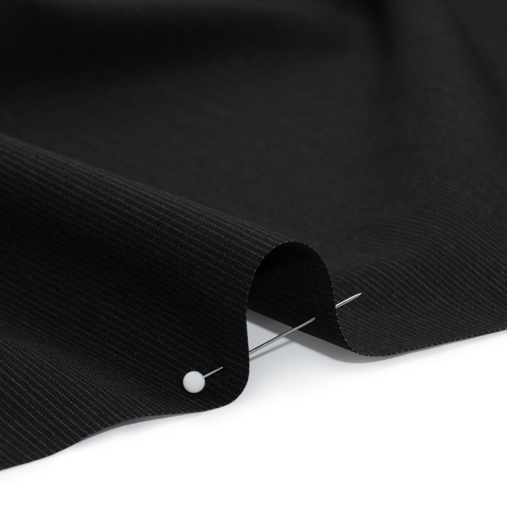 Super 120 Wool Suiting - Black and Gray Dotted Pinstripes - Deadstock