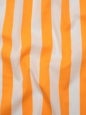 Cotton and Rayon Shirting – Saffron Yellow and White Awning Stripes – Deadstock Cotton and Rayon Shirting – Saffron Yellow and White Awning Stripes – Deadstock