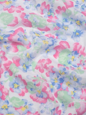 Cotton and Viscose Jersey Print – Pastel Blue, Pink and Mint Green Floral – Deadstock Cotton and Viscose Jersey Print – Pastel Blue, Pink and Mint Green Floral – Deadstock