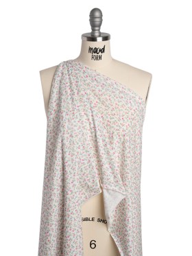 Cotton and Viscose Jersey Print – Red, Blue and Green Little Floral on White – Deadstock Cotton and Viscose Jersey Print – Red, Blue and Green Little Floral on White – Deadstock