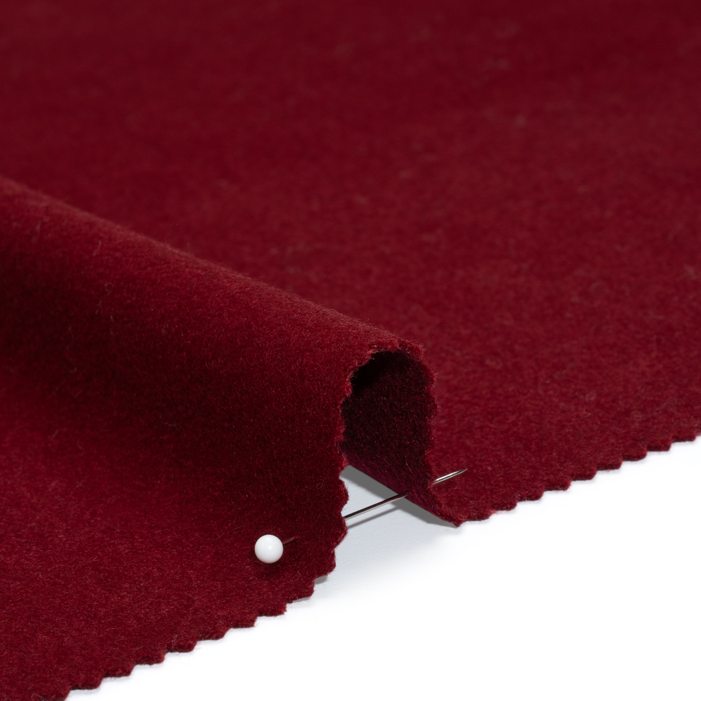 Brushed Lightweight Wool Blend Coating - Berry Red - Ellamar Collection