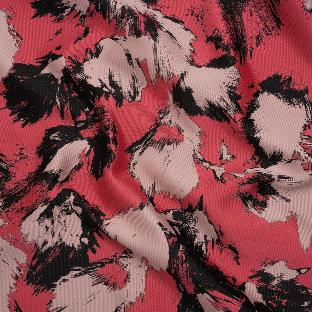 Luxury Polyester Brocade – Pale Pink, Coral and Black Abstract Brushstrokes Luxury Polyester Brocade – Pale Pink, Coral and Black Abstract Brushstrokes