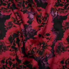 Silk Charmeuse 19mm – Red and Purple Roses Silk Charmeuse 19mm – Red and Purple Roses