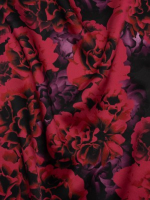 Silk Charmeuse 19mm – Red and Purple Roses Silk Charmeuse 19mm – Red and Purple Roses