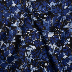 Silk Charmeuse 19mm – Navy Blue, Black and Gold Little Butterflies and Flowers Silk Charmeuse 19mm – Navy Blue, Black and Gold Little Butterflies and Flowers