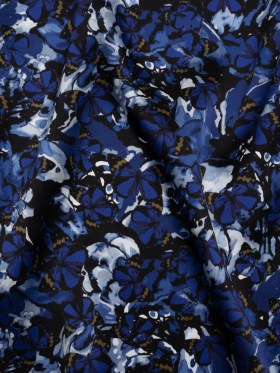 Silk Charmeuse 19mm – Navy Blue, Black and Gold Little Butterflies and Flowers Silk Charmeuse 19mm – Navy Blue, Black and Gold Little Butterflies and Flowers