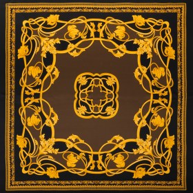 Silk Charmeuse Panel Print – Black, Brown and Gold Ornate Florals – Made in Italy Silk Charmeuse Panel Print – Black, Brown and Gold Ornate Florals – Made in Italy