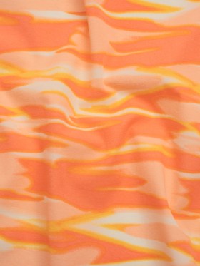 Stretch Nylon Crepe Print – Mango Orange and Peach Pink Abstract – Deadstock Stretch Nylon Crepe Print – Mango Orange and Peach Pink Abstract – Deadstock