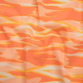 Stretch Nylon Crepe Print – Mango Orange and Peach Pink Abstract – Deadstock Stretch Nylon Crepe Print – Mango Orange and Peach Pink Abstract – Deadstock