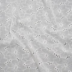 Embroidered Eyelet Cotton Voile – White Cloud Flowers – Naomi Collection Embroidered Eyelet Cotton Voile – White Cloud Flowers – Naomi Collection