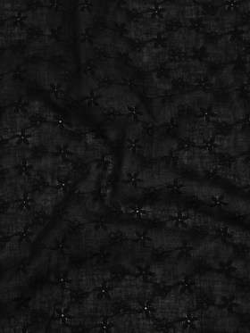 Embroidered Eyelet Cotton Voile – Black Daisy Chains – Naomi Collection Embroidered Eyelet Cotton Voile – Black Daisy Chains – Naomi Collection