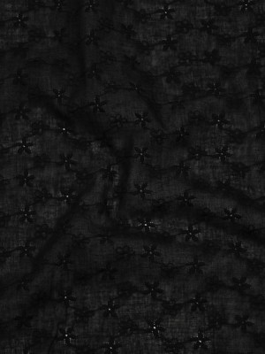 Embroidered Eyelet Cotton Voile – Black Daisy Chains – Naomi Collection Embroidered Eyelet Cotton Voile – Black Daisy Chains – Naomi Collection