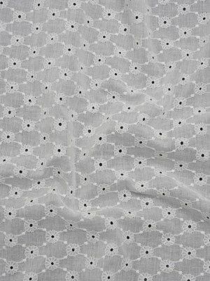 Embroidered Eyelet Cotton Voile – White Flower Lattice – Naomi Collection Embroidered Eyelet Cotton Voile – White Flower Lattice – Naomi Collection