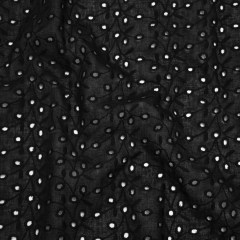 Embroidered Eyelet Cotton Voile – Black Leafy Vines – Naomi Collection Embroidered Eyelet Cotton Voile – Black Leafy Vines – Naomi Collection