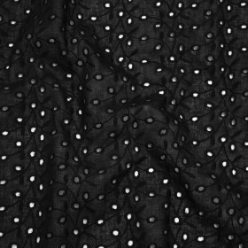 Embroidered Eyelet Cotton Voile – Black Leafy Vines – Naomi Collection Embroidered Eyelet Cotton Voile – Black Leafy Vines – Naomi Collection