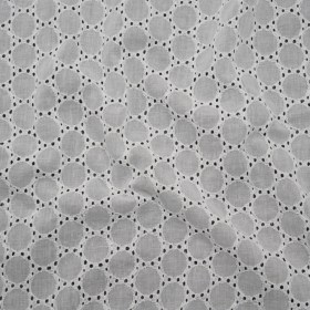 Embroidered Eyelet Cotton Voile – White Circles of Circles – Naomi Collection Embroidered Eyelet Cotton Voile – White Circles of Circles – Naomi Collection