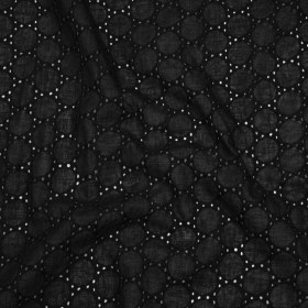 Embroidered Eyelet Cotton Voile – Black Circles of Circles – Naomi Collection Embroidered Eyelet Cotton Voile – Black Circles of Circles – Naomi Collection