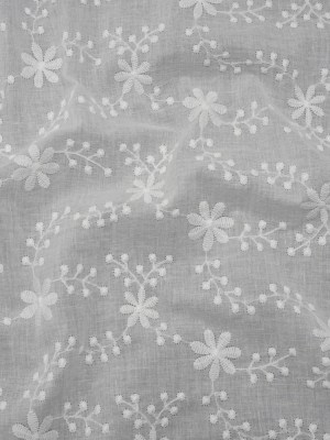 Embroidered Eyelet Cotton Voile – White Flowers on Branches – Naomi Collection Embroidered Eyelet Cotton Voile – White Flowers on Branches – Naomi Collection