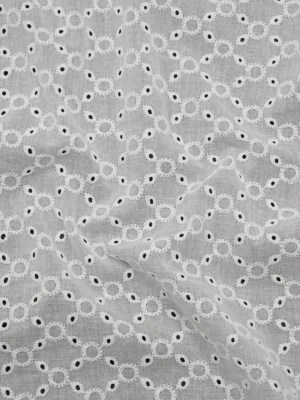 Embroidered Eyelet Cotton Voile – White Rings and Lattices – Naomi Collection Embroidered Eyelet Cotton Voile – White Rings and Lattices – Naomi Collection