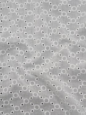 Embroidered Eyelet Cotton Voile – White Rings and Lattices – Naomi Collection Embroidered Eyelet Cotton Voile – White Rings and Lattices – Naomi Collection