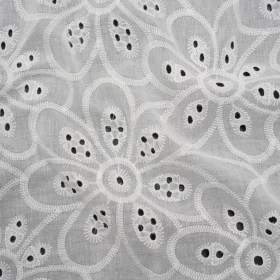Embroidered Eyelet Cotton Voile – White Big Flowers – Naomi Collection Embroidered Eyelet Cotton Voile – White Big Flowers – Naomi Collection