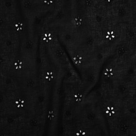 Embroidered Eyelet Cotton Voile – Black Floating Flowers – Naomi Collection Embroidered Eyelet Cotton Voile – Black Floating Flowers – Naomi Collection