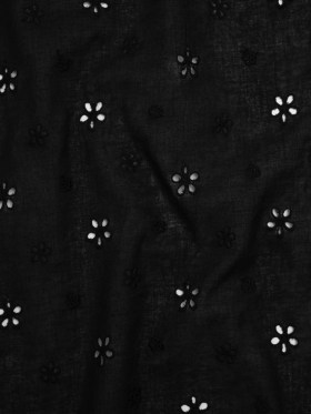 Embroidered Eyelet Cotton Voile – Black Floating Flowers – Naomi Collection Embroidered Eyelet Cotton Voile – Black Floating Flowers – Naomi Collection