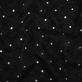 Embroidered Eyelet Cotton Voile – Black Field of Flowers – Naomi Collection Embroidered Eyelet Cotton Voile – Black Field of Flowers – Naomi Collection