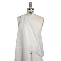 Embroidered Eyelet Cotton Voile – White Rows of Flowers – Naomi Collection Embroidered Eyelet Cotton Voile – White Rows of Flowers – Naomi Collection