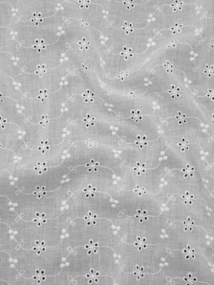 Embroidered Eyelet Cotton Voile – White Wavy Daisy Vines – Naomi Collection Embroidered Eyelet Cotton Voile – White Wavy Daisy Vines – Naomi Collection