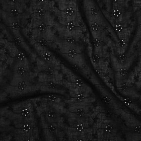 Embroidered Eyelet Cotton Voile – Black Wavy Daisy Vines – Naomi Collection Embroidered Eyelet Cotton Voile – Black Wavy Daisy Vines – Naomi Collection