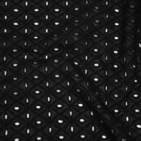 Embroidered Eyelet Cotton Voile – Black Ovals in Diamonds – Naomi Collection Embroidered Eyelet Cotton Voile – Black Ovals in Diamonds – Naomi Collection